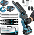 2-en-1 8 Pulgadas Mini Motosierra y Motosierra de Pértiga Inalámbrica con 2 Baterías de 4000mAh, Motosierra sin Escobillas con Telescópicas para Exterior, Extensible hasta 4M