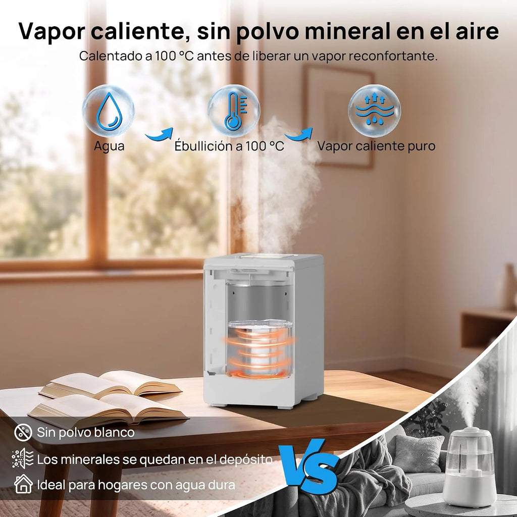 TURBRO Humidificador de vapor caliente 4 L para dormitorio, 500 ml/h