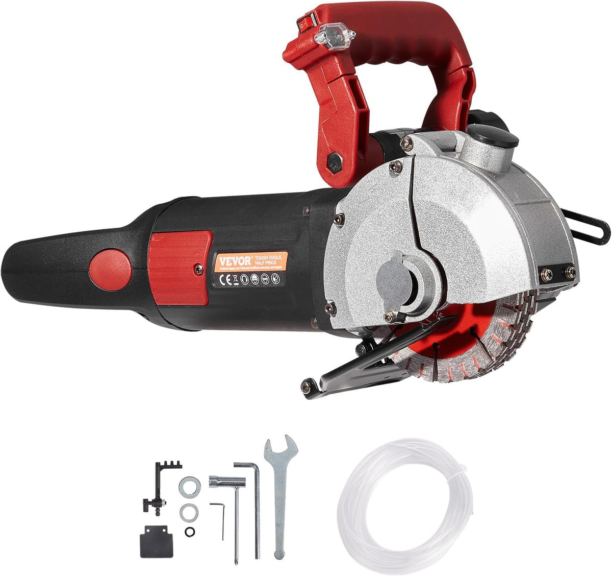 VEVOR Cortadora de Pared Profundidad de Corte de 34 mm, Máquina Cortadora de Pared 2500 W, Ranuradora de Pared Ancho de Corte de 42 mm, con 5 Hojas de Sierra, Diámetro de 160 mm con Rayos Infrarrojos