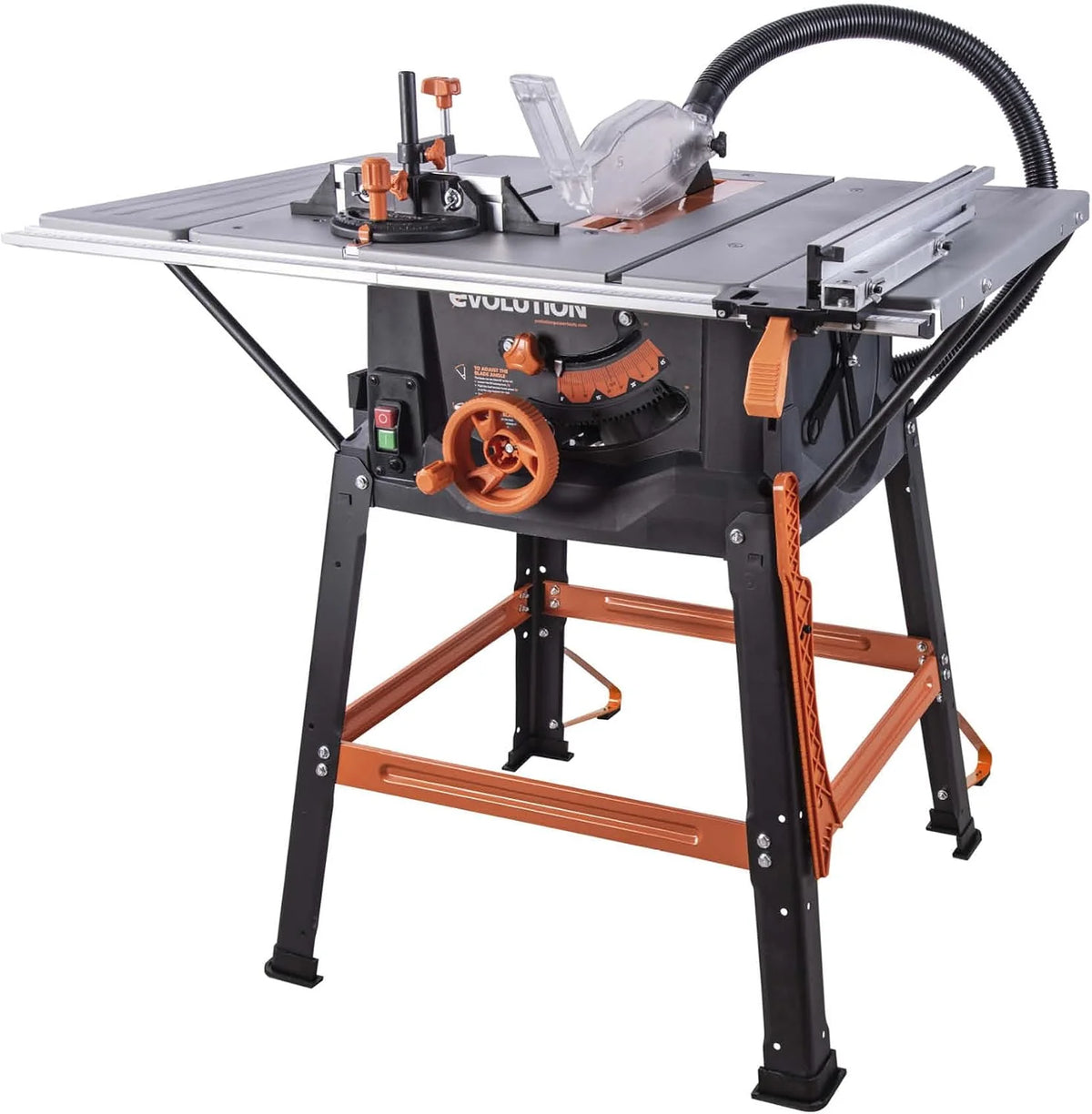 Evolution Power Tools R255MTS Sierra de mesa, multi-material y multiuso, portátil, corta madera, metal, plástico y más, sierra de banco, incluida hoja TCT de 255 mm