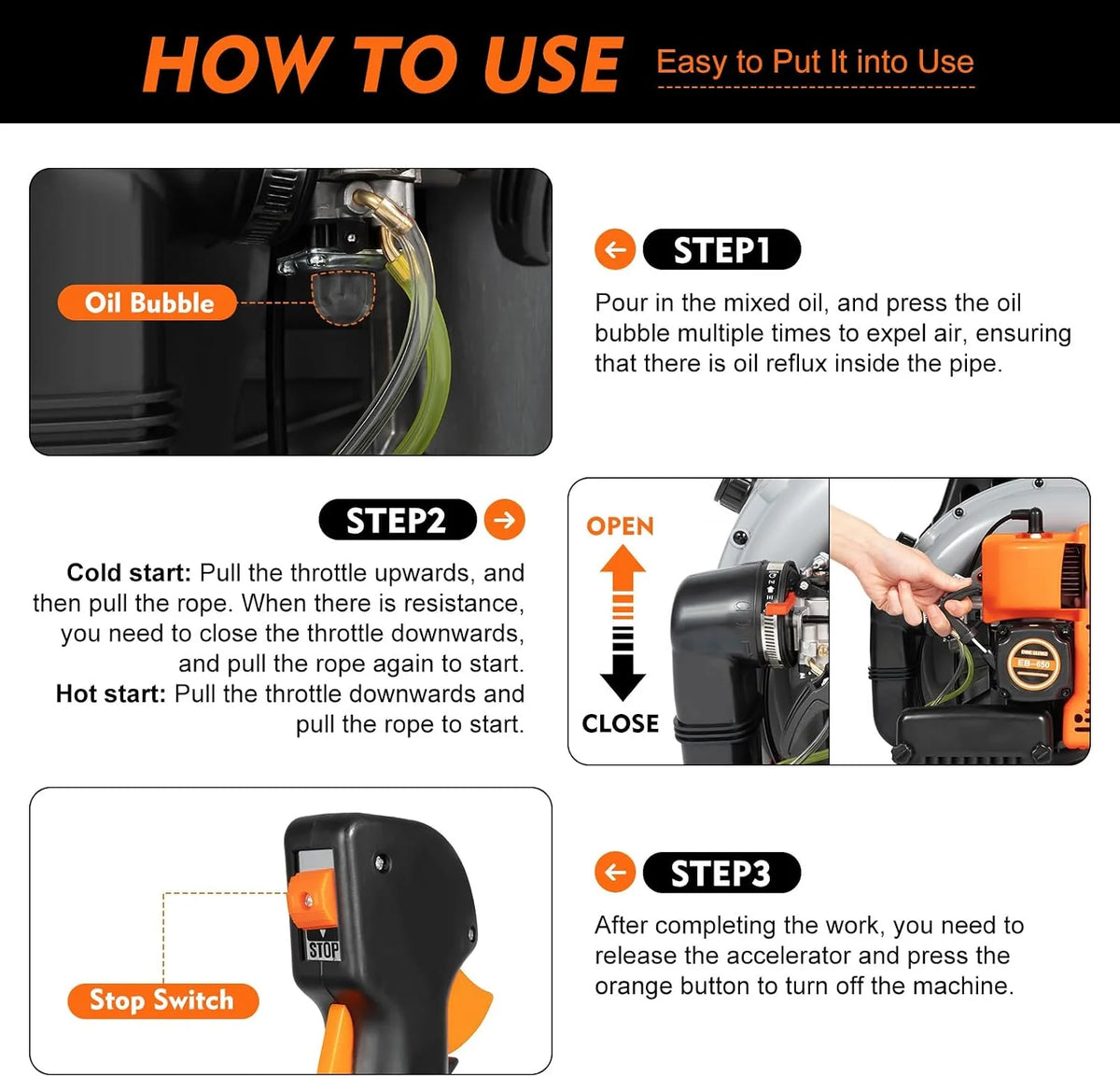 DIFU Soplador de hojas de gasolina de 65 ccm para mochila, 6800 rpm, 2 tiempos, para jardín, soplador de hojas de mochila, flujo de aire de 0,3 m³/seg, soplado de hojas portátil, limpieza de nieve