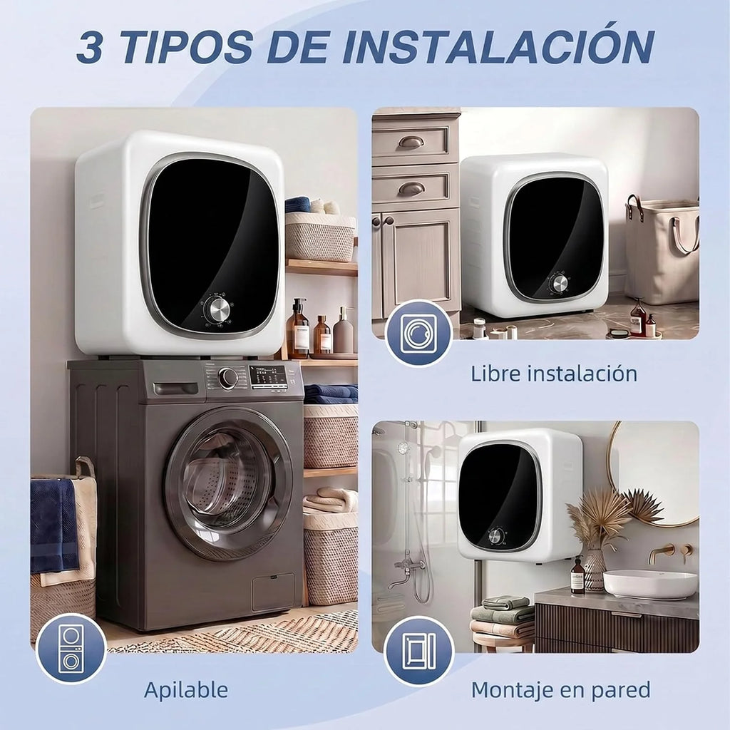HOMCOM Secadora de Evacuación 3 KG Secadora de Ropa 800W Blanco