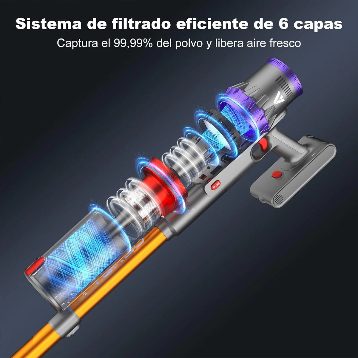 coovy SU7 Aspiradora sin Cable 580W/55Kpa/75Mins. Aspiradora de Mano