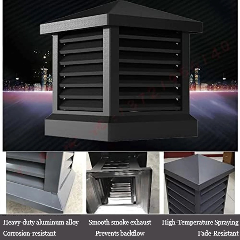 Villa Aluminum Alloy Fireplace Hat, Rooftop Exhaust Vent Cap for Ceiling Vents, Fireplaces Brick Seen(40x40cm/15.75x15.75in)