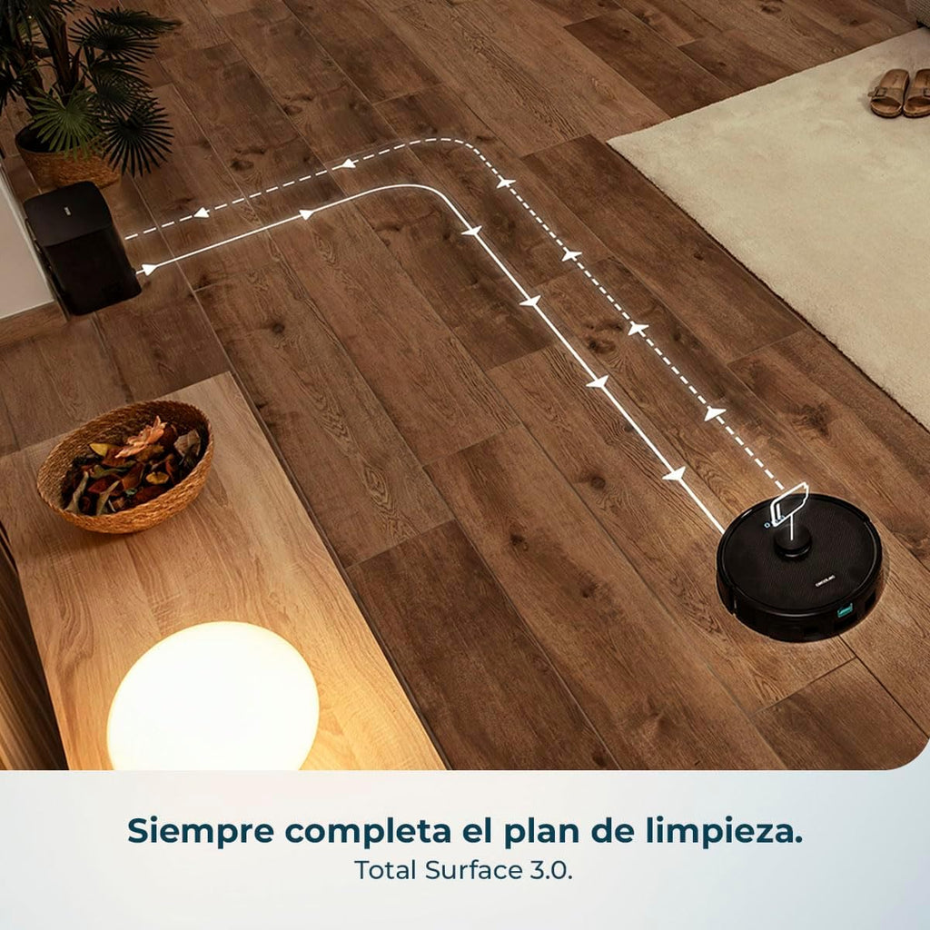 Cecotec Robot Aspirador y Friegasuelos con Base de Autovaciado Conga Y50 X-Treme. Navegación Láser, Potencia de Succión 5000Pa, Base con Depósito 3L, Cepillo Multifunción, App