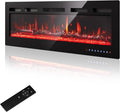 PURFINO Electric Fireplace 36"/92cm – Flame 12 Colours & Crisp, 900W/1800W, Precise Thermostat (15-30°C), Touch Screen & Remote Control – Ideal for Multimedia Walls