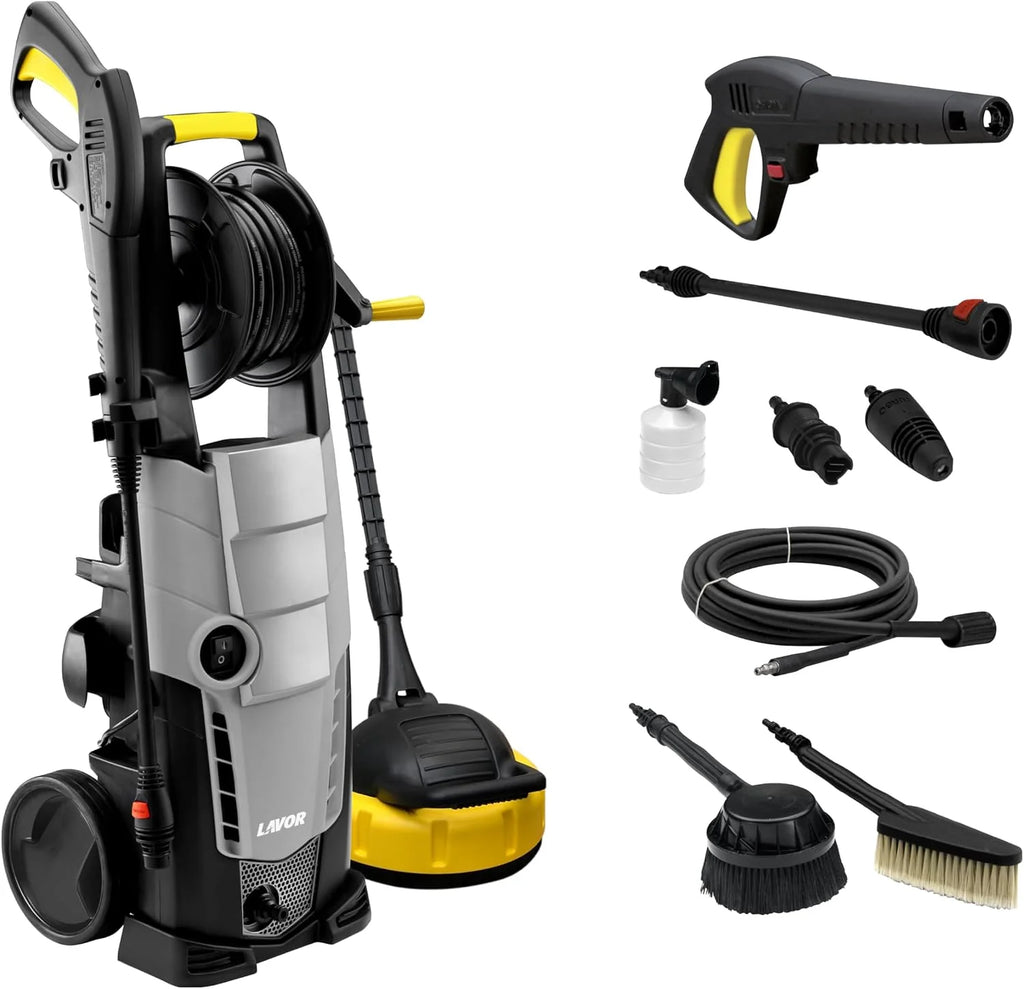 LAVOR Limpiador de Alta presión Galaxy 160 GL con Carrete de Manguera, Dos cepillos y presión máxima de 160 Bar, caudal de 510 l/h máximo, 2500 W