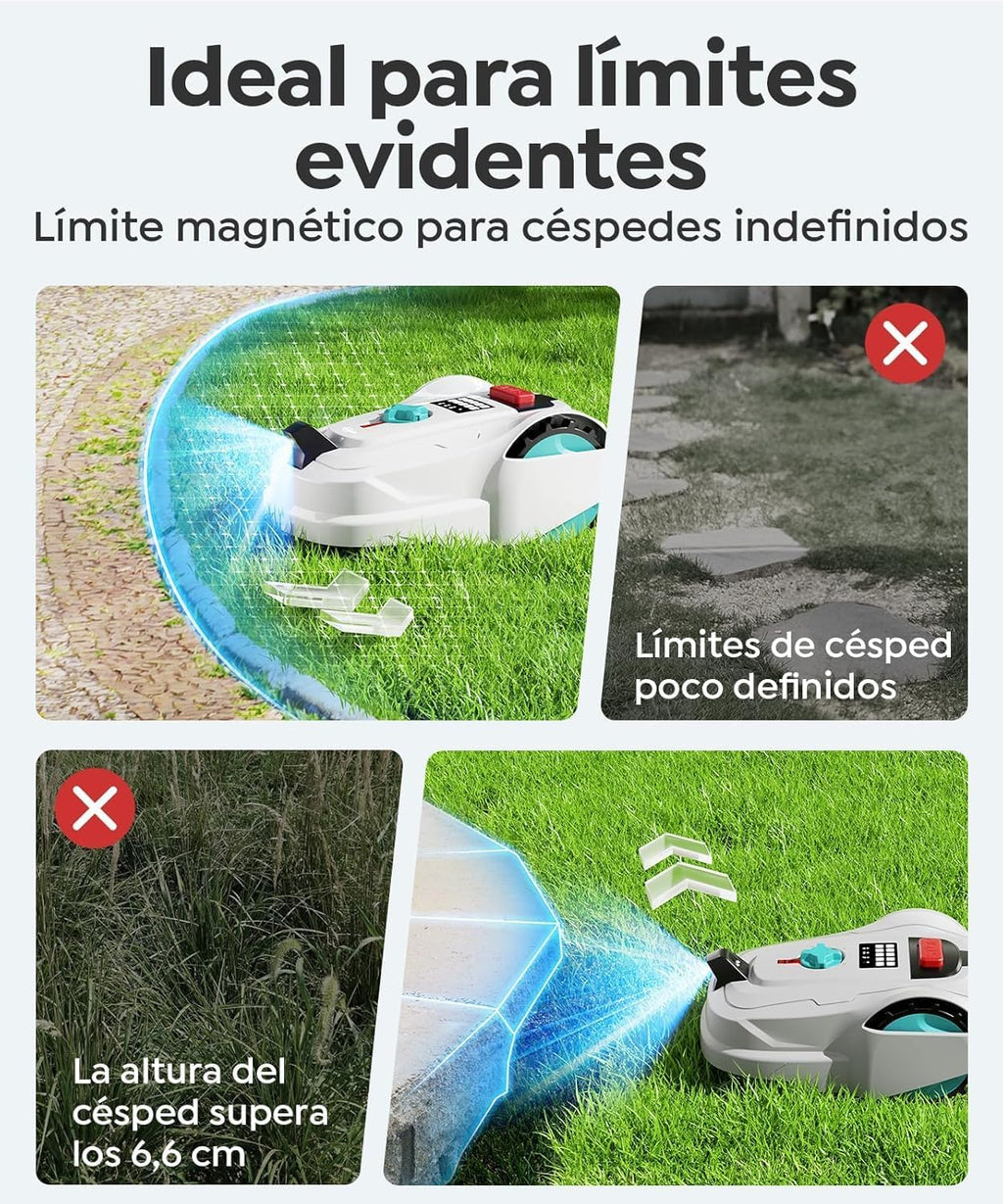 YARDCARE M800Plus Robot Cortacésped sin Cable Perimetral, 800 m², Posicionamiento GPS + Visión IA, Robot Cortacésped sin Cables, Modo de Corte en U, Detección de 150 Obstáculos, Carga Automática, App