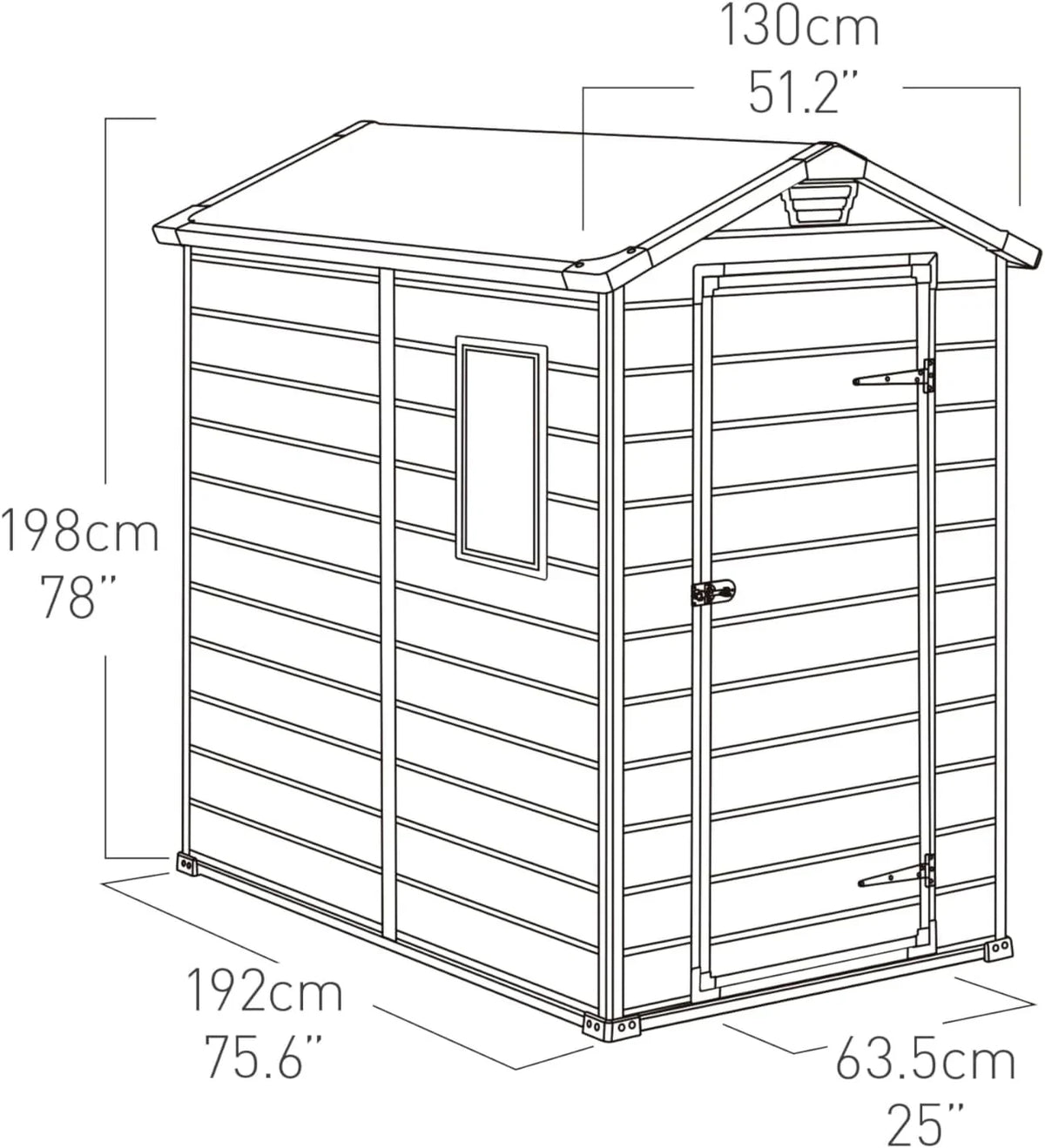 Keter Manor 4X6 - Caseta de jardín, 130x192x198cm y 2,2m2, Suelo, Sistema de ventilación, Puerta y Ventana, Resistente al Agua, Color Gris