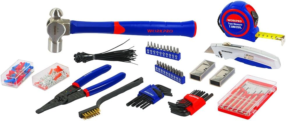 WORKPRO 408piezas Juego de Herramientas mecánicas, Caja de Herramientas Completa para mecánicos con 3 cajones, Caja de Metal Resistente