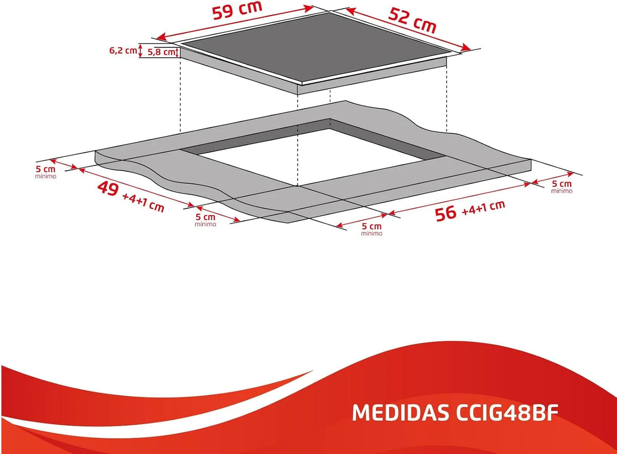 Corberó - Placa de Inducción 60cm | CCIG48BF | 6800 W | 4 Zonas | Control Táctil | Temporizador 99 Min | 9 Niveles Potencia | Booster | Bloqueo Infantil | Negro