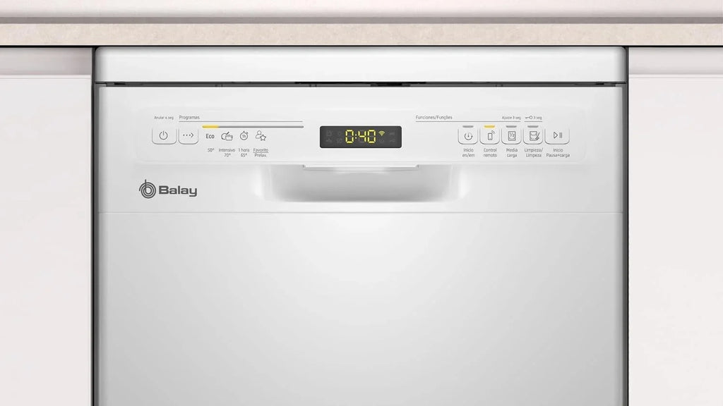 Balay - Lavajillas, Libre instalación, 45 cm de ancho, Motor ExtraSilencio, Home Connect, Display LED, Blanco, 3VN4030BA