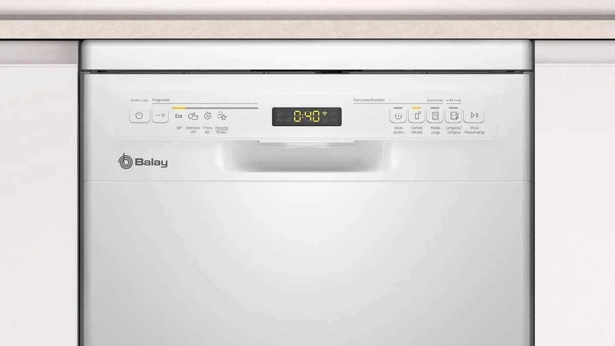 Balay - Lavajillas, Libre instalación, 45 cm de ancho, Motor ExtraSilencio, Home Connect, Display LED, Blanco, 3VN4030BA