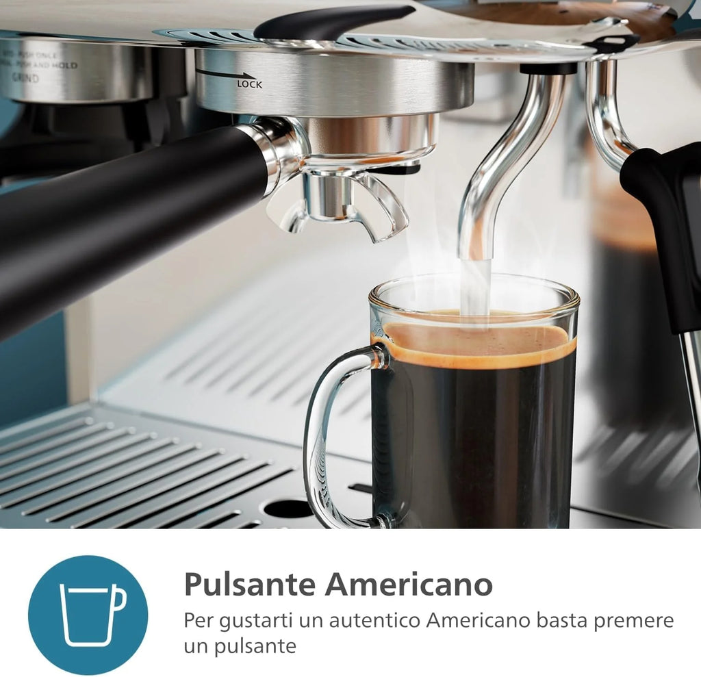 PHILIPS Barista Brew Cafetera Espresso Semiautomática, 250g, Acero Inox