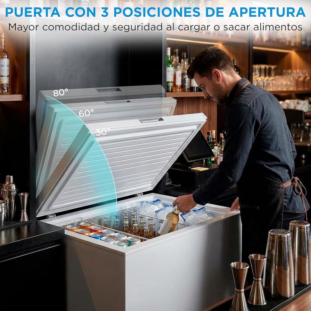MIDEA Arcon Congelador Pequeño de 293L | Congelador Horizontal Convertible a Frigorífico con Motor Inverter, Control Electrónico de Temperatura, Cestas con Asa | Arcón Silencioso 41 db Bajo Consumo