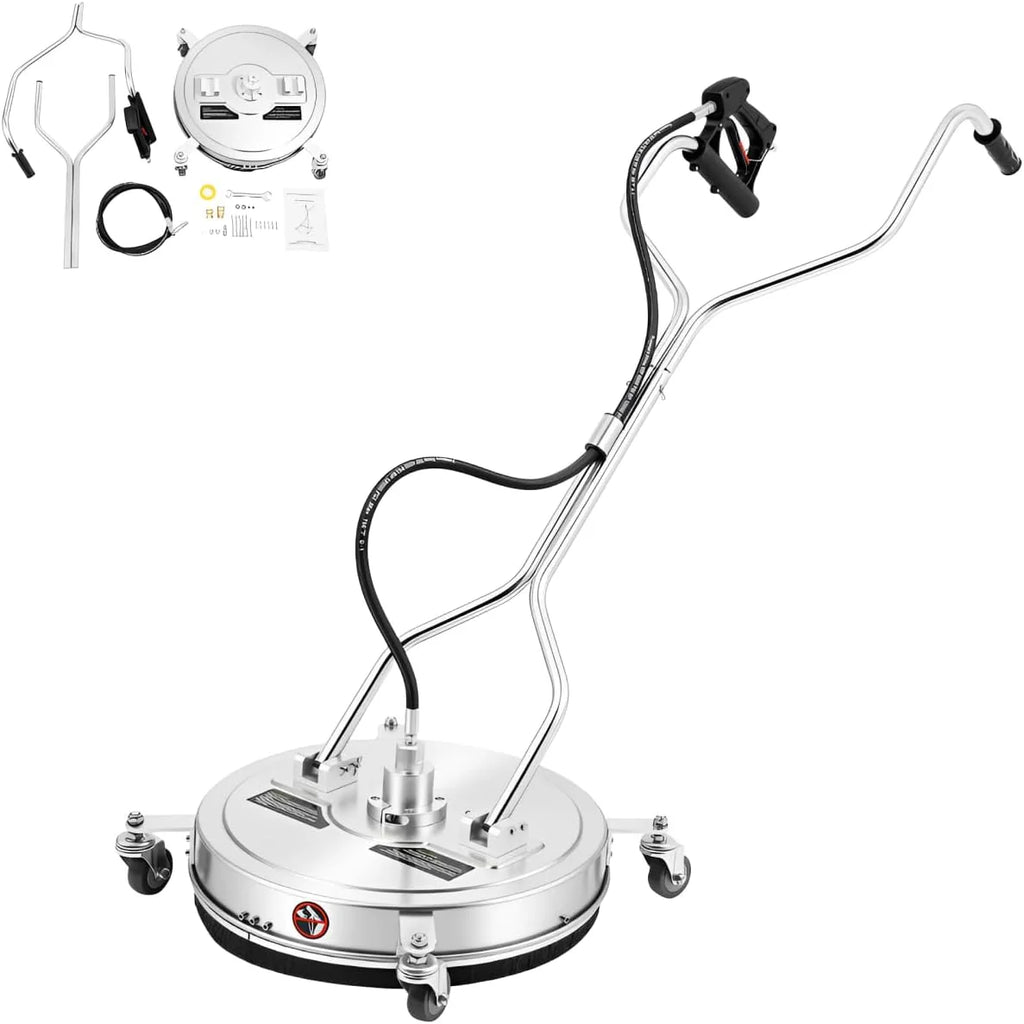 Lavadora a presión de 20 pulgadas, limpiador de suelos con mango, conector rápido de 3/8 pulgadas, flujo máximo de agua 25 l/min, diámetro 52 cm, limpiador de superficies de acero inoxidable con 4