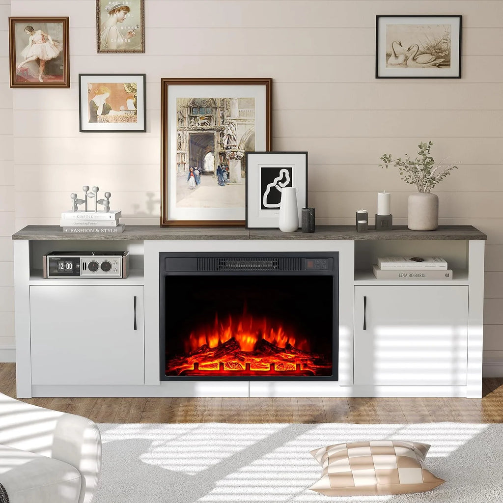 M.C.Haus 46cm / 18in Electric Fireplace, 1800W Freestanding Recessed Fire Heater with 3 Flame Colors and 3 Brightness Levels, Overheat Protection, Realistic Effect