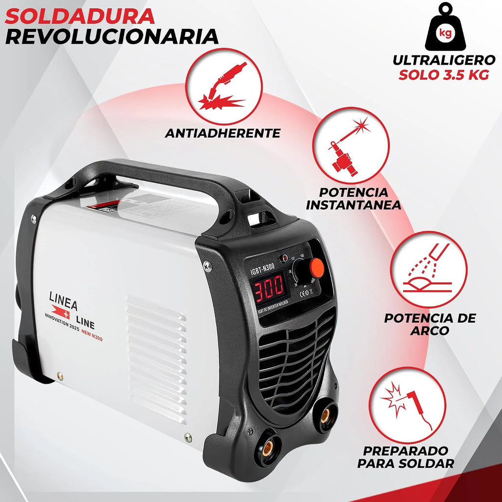 LINEA Soldador Inverter profesional 300A, Maquina de Soldar Electrodo