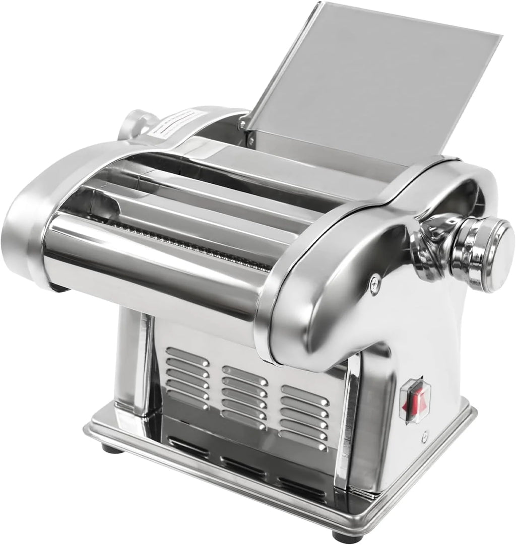Máquina de pasta eléctrica de 3 cuchillas, acero inoxidable, máquina de pasta de 135 W, máquina para pasta con ajuste de espesor de 8 etapas para hacer espaguetis, lasaña, ravioli, Bola de masa