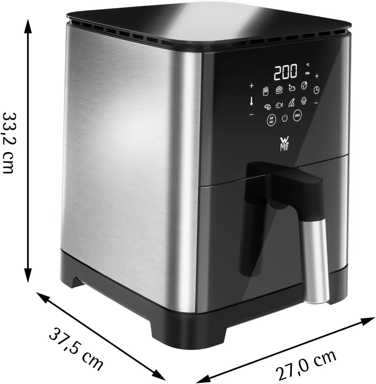 WMF Multi Taste Airfryer - Freidora de Aire sin Aceite, 4,2 L, 8 Programas Preestablecidos, Deshidratador y Grill, Pantalla Táctil, Fácil de Limpiar