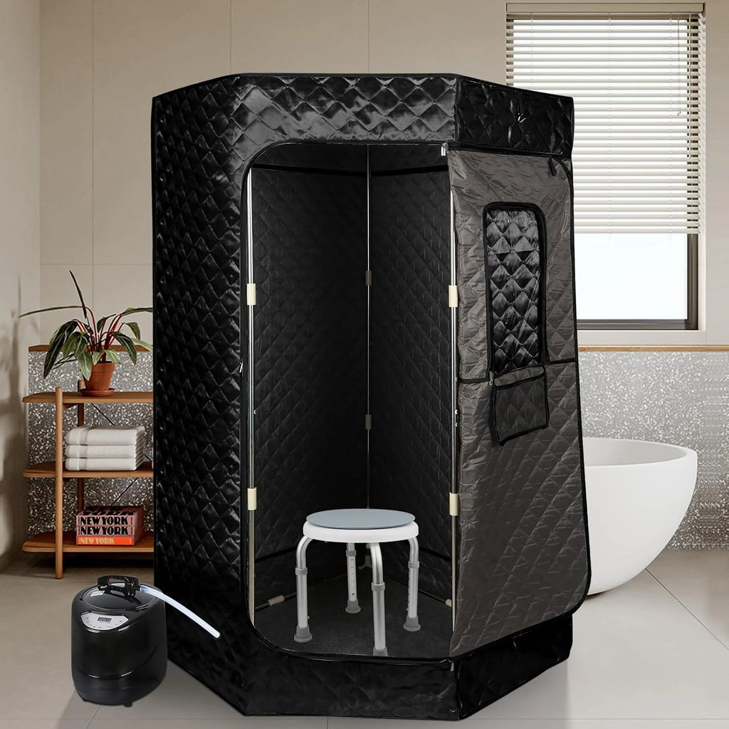 OHMG Sauna de Vapor y Cabina 3L 1000W Tienda de Sauna Portátil Plegable Aislante de Cuatro Capas y Generador de Vapor de Sauna para Baño de Sauna, Desintoxicación, Terapia Corporal