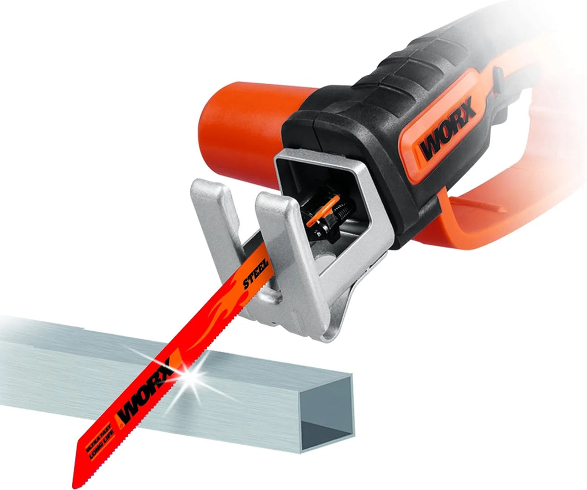 WORX WG894E Serrucho multifunción 20V-2Ah, 1 batería y cargador incluido, para madera, plástico y ramas, compacto y ligero, incluye sierras anclaje universal para sierra de calar