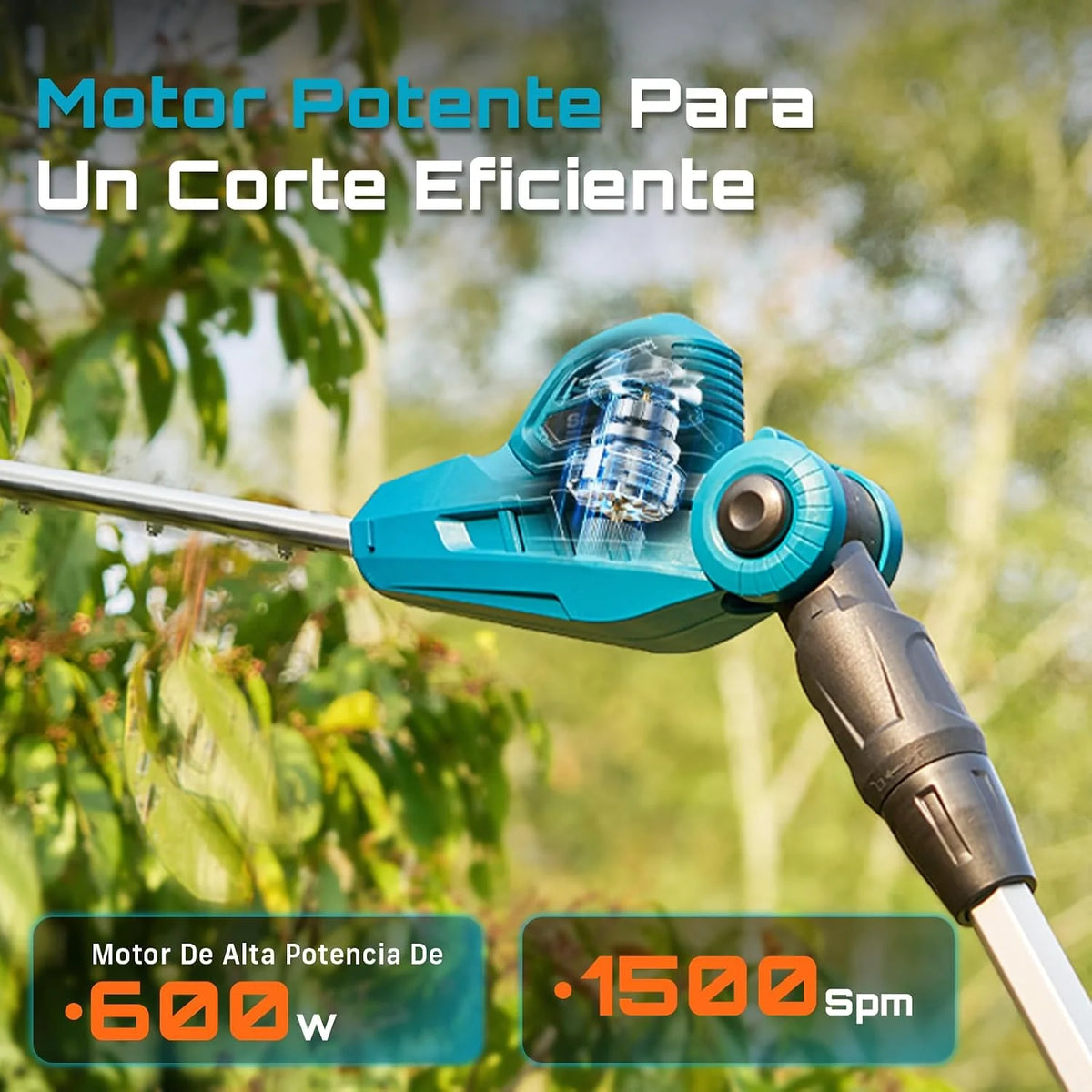 SEESII Cortasetos Telescópico Batería 20V, Cuchilla 40 cm, 2 Baterías 4,0Ah