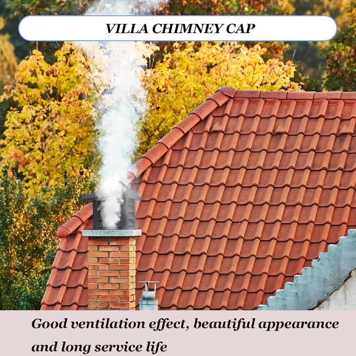 Villa Aluminum Alloy Fireplace Hat, Rooftop Exhaust Vent Cap for Ceiling Vents, Fireplaces Brick Seen(40x40cm/15.75x15.75in)
