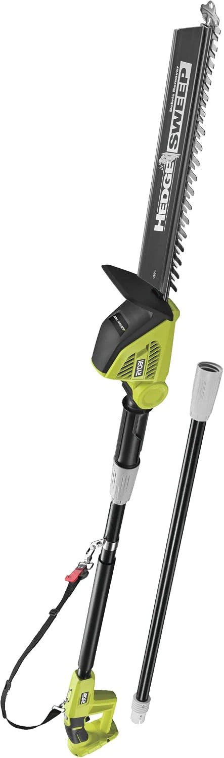 RYOBI - Cortasetos con Pértiga Sin Cable 18V One+ - Cuchillas 45cm - Trabajos de Largo Alcance - Se Entrega con 1 Funda, 1 Arnés, 1 Extensión - OPT1845 - Sin Batería ni Cargador