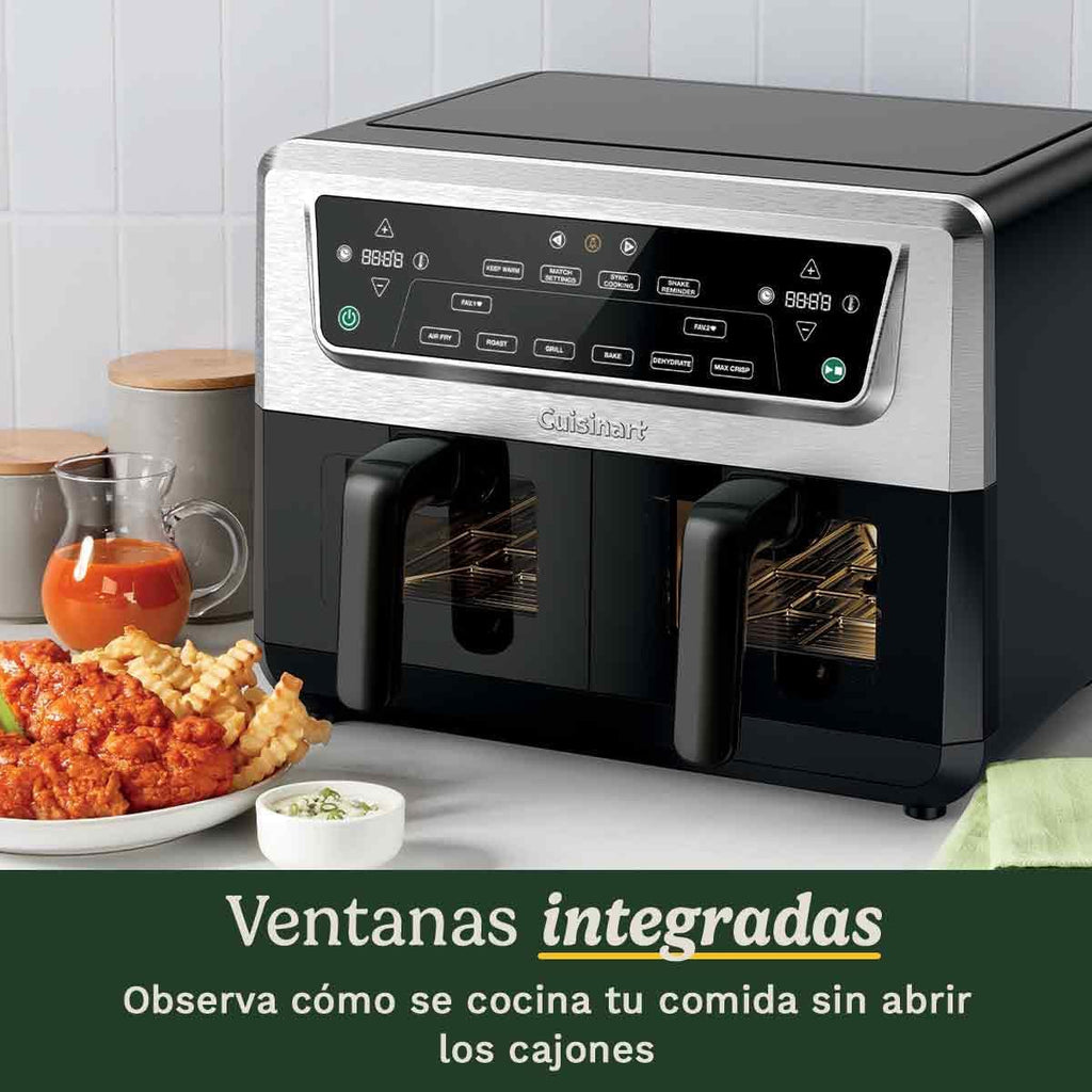Cuisinart Air Fryer XXL Doble Zona | Sin PFAS | 2x5.2L | Fríe, hornea, deshidrata, mantiene caliente | Cocina 8+ raciones | Piezas lavavajillas