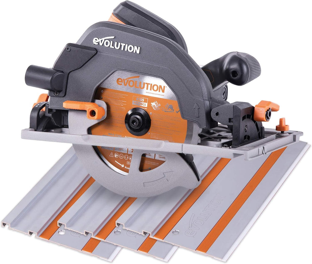 EVOLUTION POWER TOOLS R185CCSX Sierra Circular multimaterial Compatible (Paquete de combinación 1020 mm con guía incluida), 230 V, 185 mm