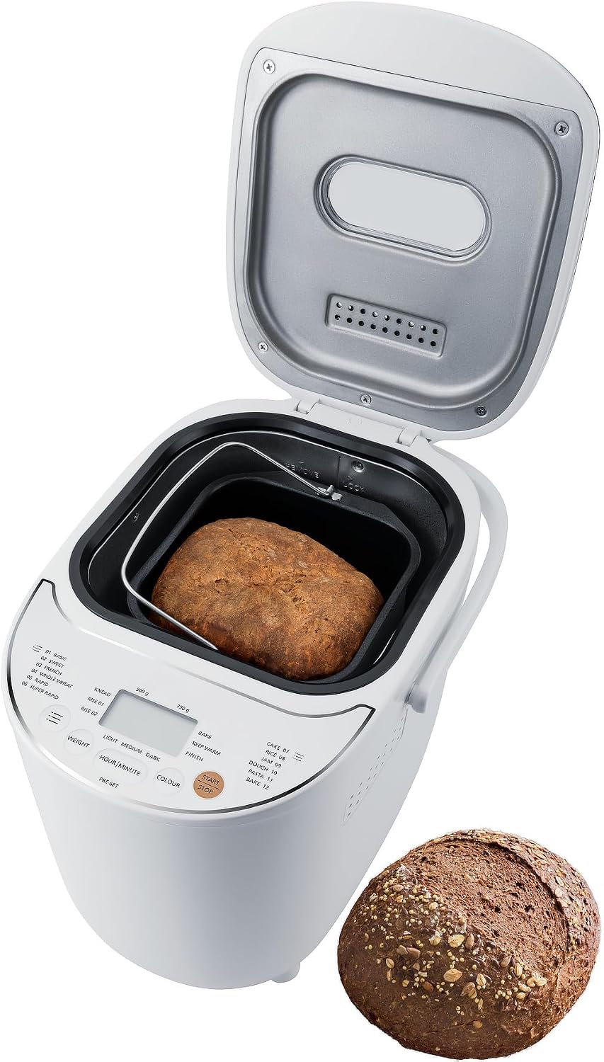 Steba panera para delicioso pan casero, molde extraíble con revestimiento antiadherente, tapa con ventana de visualización y gran pantalla con control táctil, BM 3.