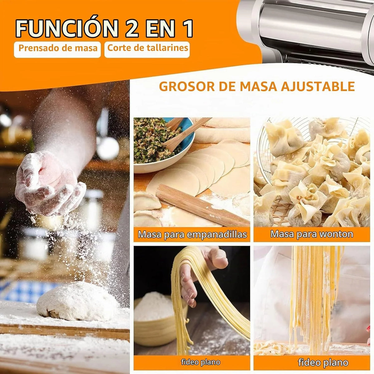 Máquina para Hacer Pasta de Fideos, laminadora de Rodillo de Masa Eléctrica Comercial de 550W, para Uso Familiar en el Hogar