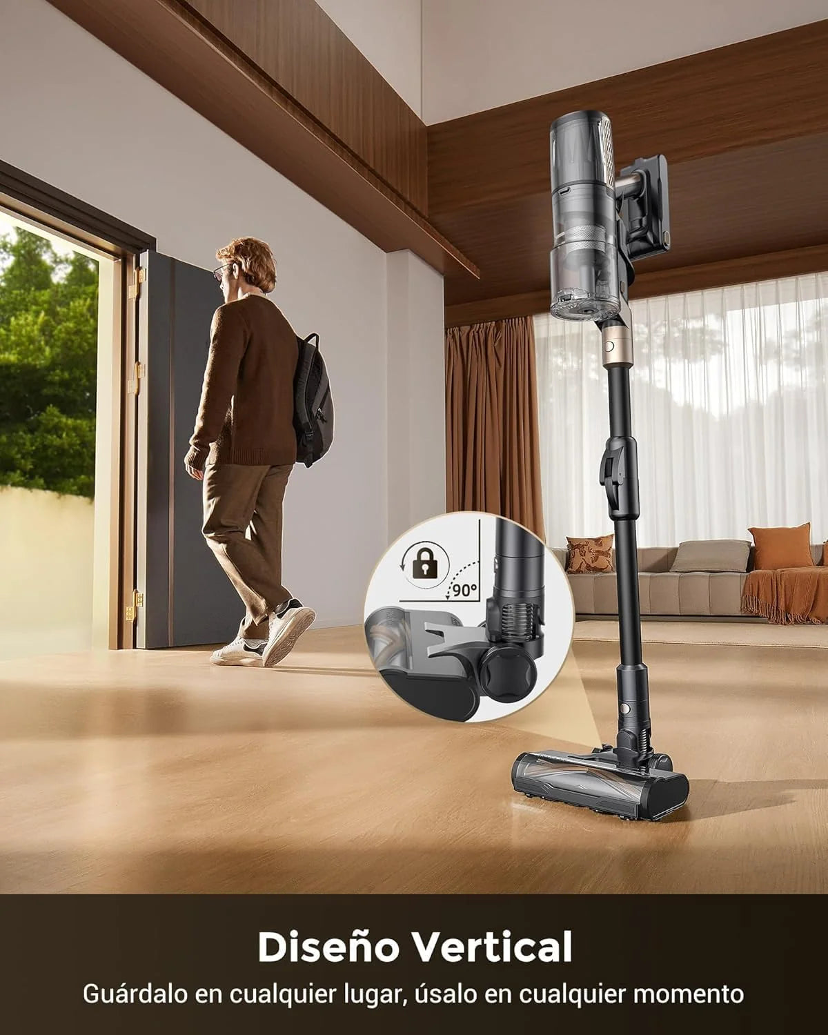 Proscenic P20+ Aspiradora fregadora sin Cable 70Mins/70kPa/680W, Autoportante y Plegable, con Cepillo Anti-Enredo y Depósito de Agua, Escoba Aspiradora sin Cable para Pelo de Mascotas/Suelos/Alfombras