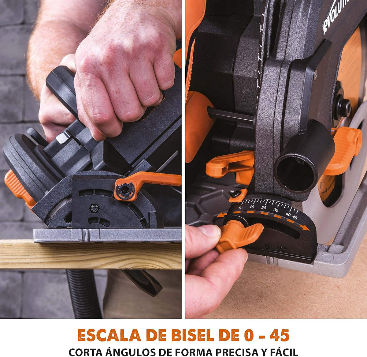 EVOLUTION POWER TOOLS R185CCSX Sierra Circular multimaterial Compatible (Paquete de combinación 1020 mm con guía incluida), 230 V, 185 mm