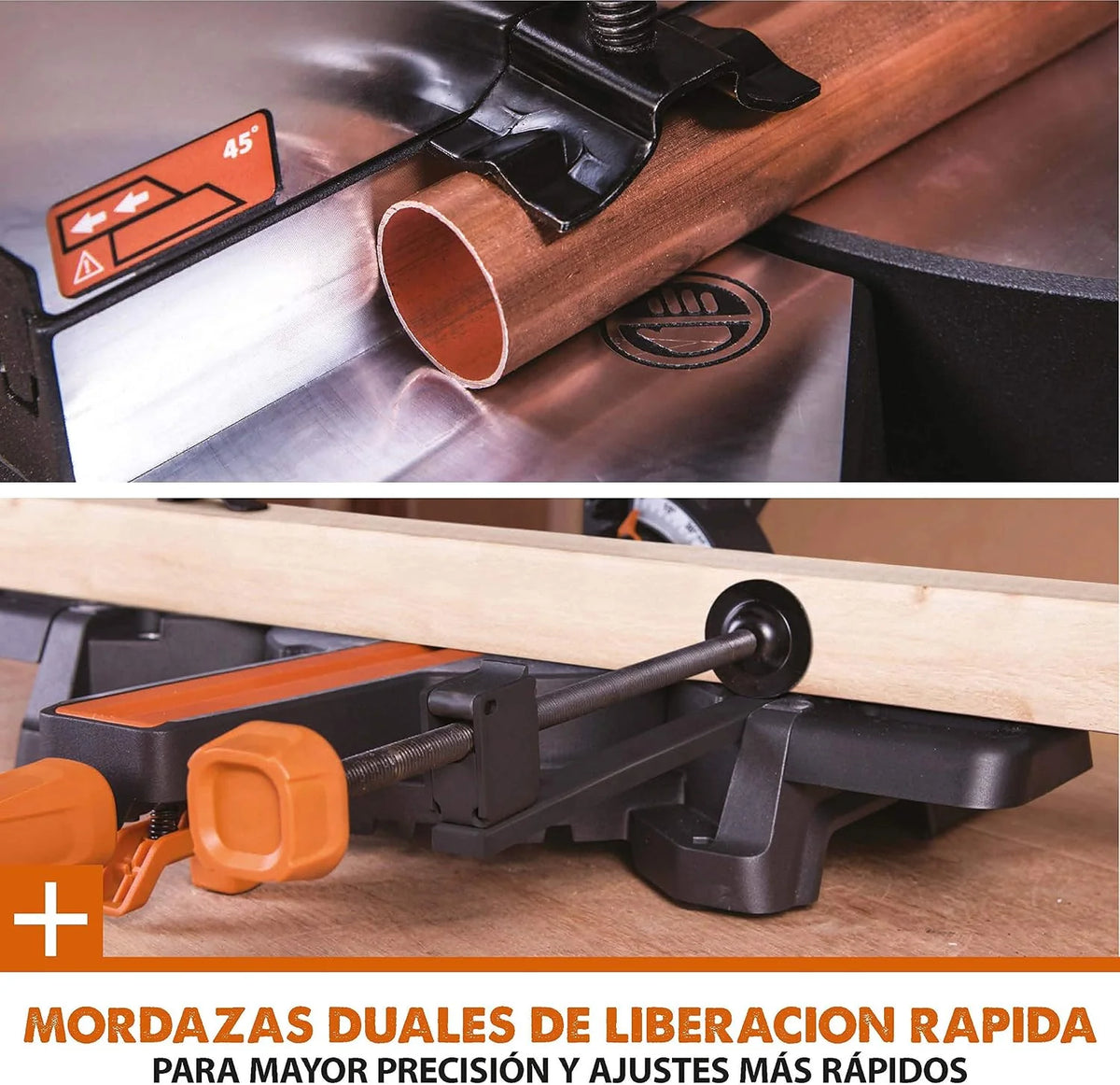Evolution Power Tools R255SMS Sierra ingletadora Deslizante multimaterial, con Paquete Plus, Corta acero dulce, aluminio, plástico, madera con clavos incrustados 230 V, 255 mm