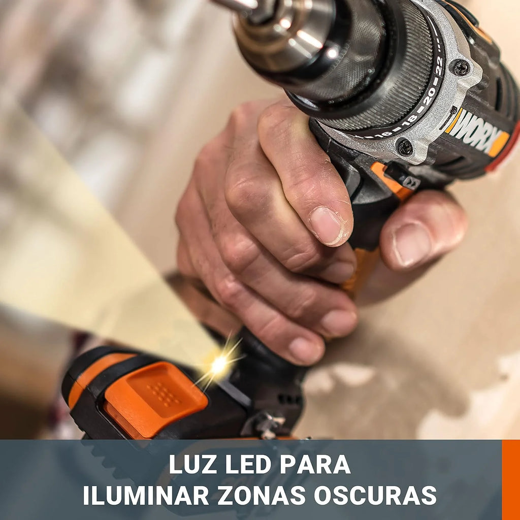 Taladro atornillador Brushless 20V WORX | PowerShare | WX175.9 - Sin batería, ni cargador | motor sin escobillas