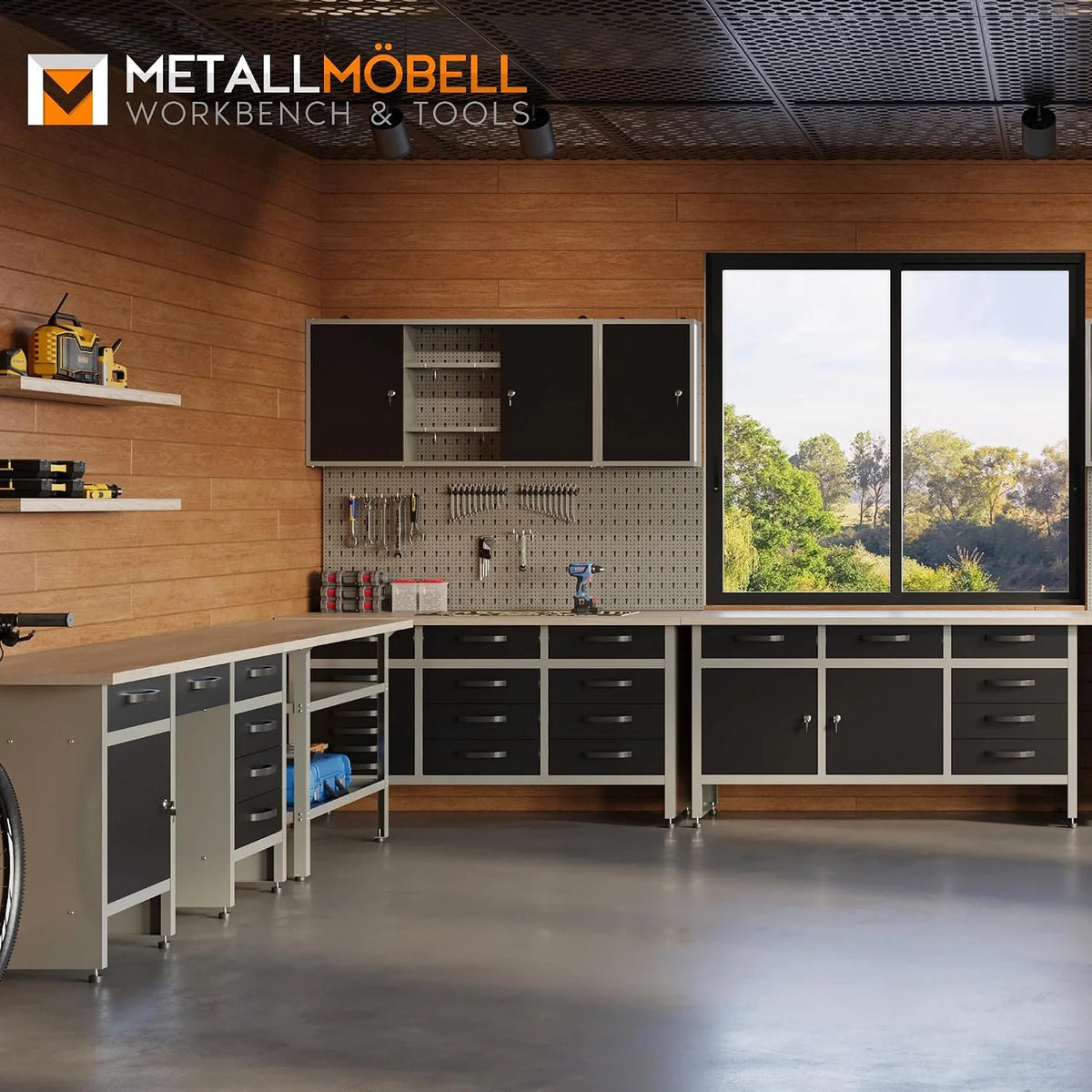 METALLMOBELL - Banco de Trabajo Profesional | 160x60x84cm, con Cajones | Mesa de Trabajo Taller, Banco de Trabajo Taller, Mesa Trabajo, Banco de Carpintero, Banco Herramientas -MB011-N