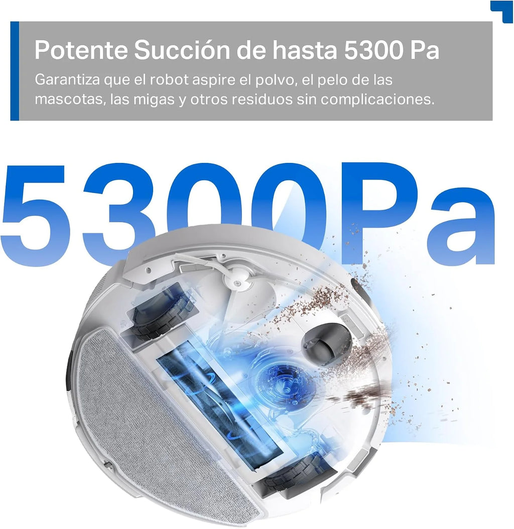 Tapo RV30 MAX Plus White-Robot Aspirador y Fregasuelos, Base Autolimpieza