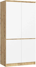 Armario AKORD S90 Roble Artisan 90 cm 4 puertas frente en color Blanco 90x51x180 cm