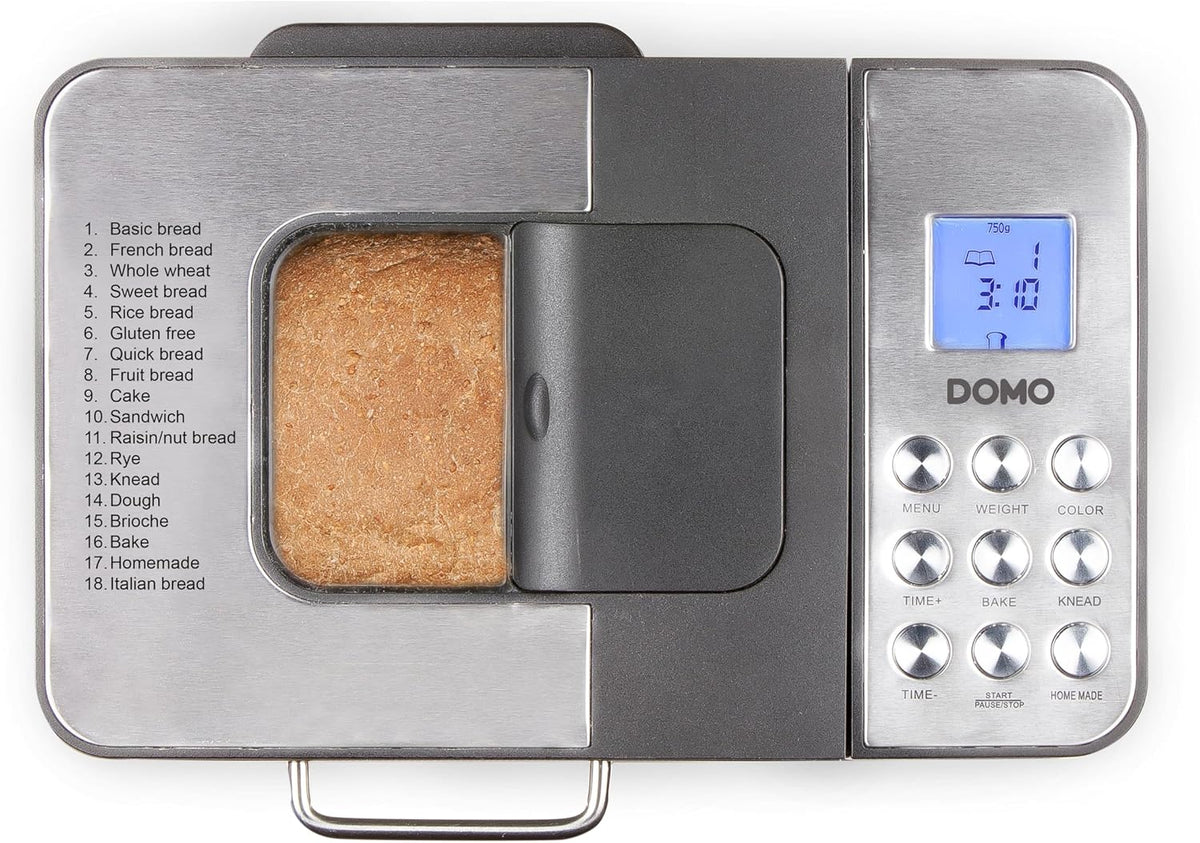 DOMO Panificadora B3971, Negro, Plata (mate), Plástico