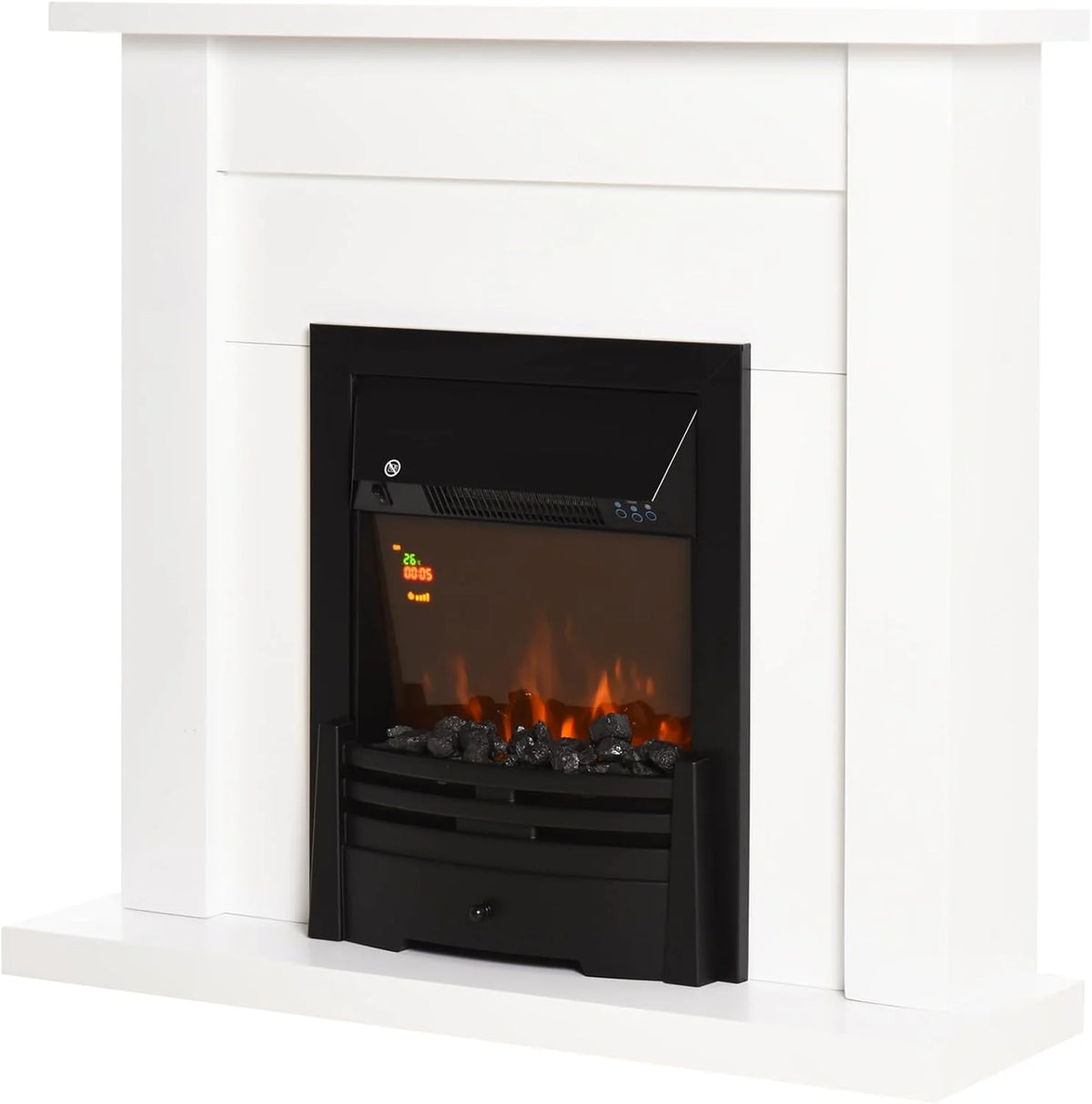 HOMCOM Electric Fireplace 1000/2000W Decorative for 20-25 ㎡ White