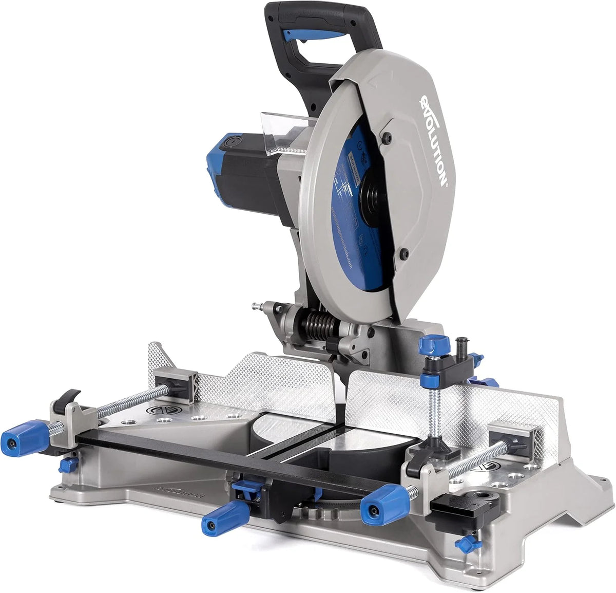 Evolution Power Tools S355MCS Sierra Tronzadora/Ingletadora | Sierra de Corte| Rango de inglete +/- 46˚ | 355 mm Sierra Ingletadora para corte de metal de 230 V en tareas pesadas
