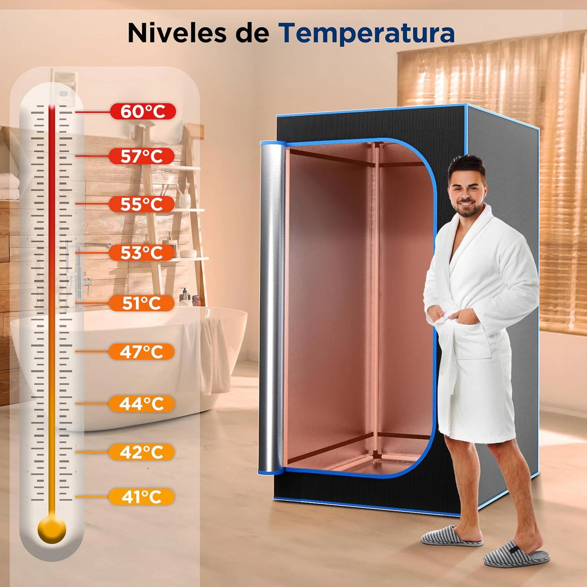 SereneLife SPA portátil infrarrojo de tamaño Completo para el hogar. Sauna para una Persona con Almohadilla calefactora para los pies y Silla plegable