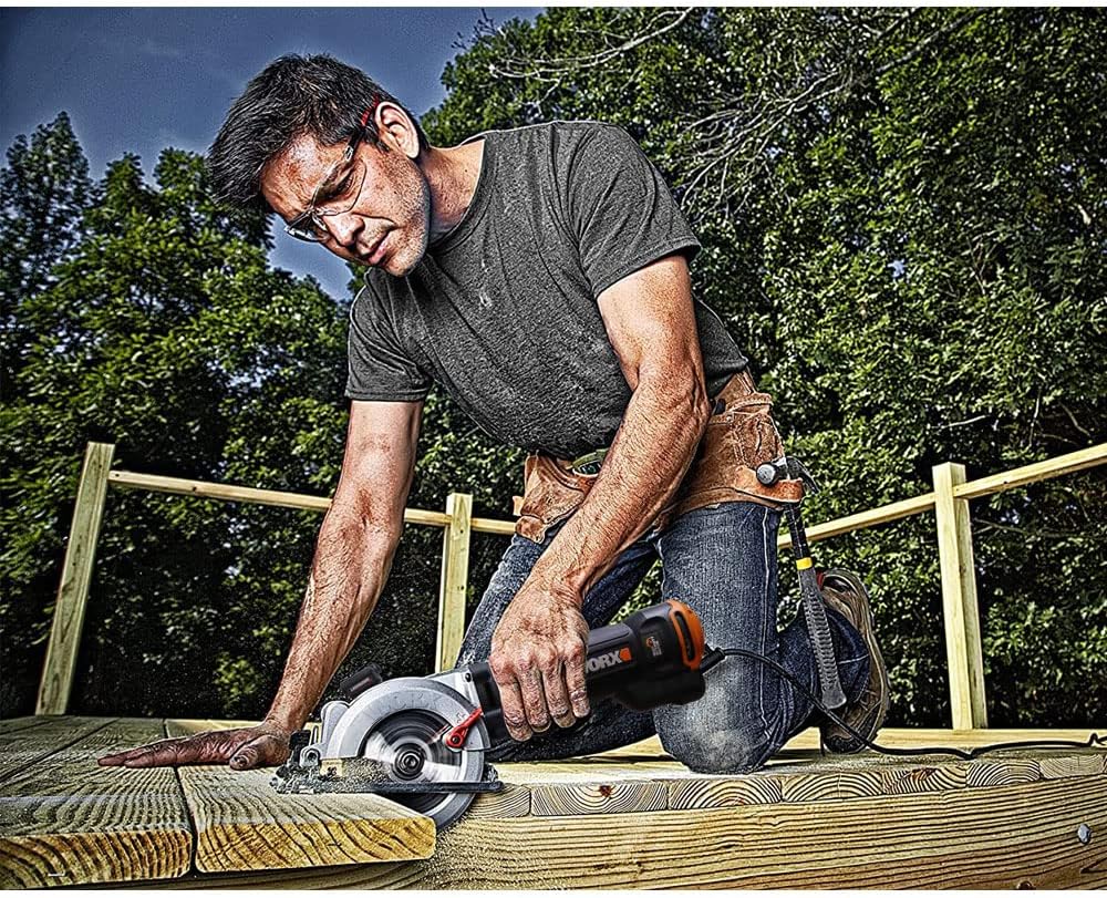 WORX Sierra circular WORXSaw XL 46mm, 800W | WX437 | Guía láser, sistema de aspiración integrado, rápido ajuste de profundidad, cambio de disco sencillo
