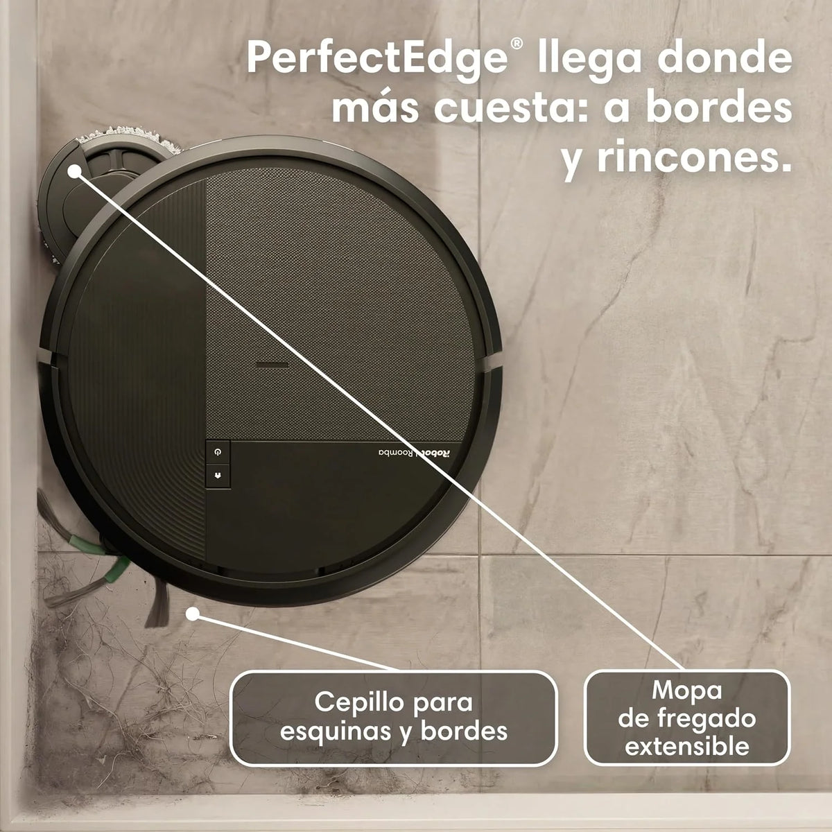 iRobot Roomba Plus 576 Combo y Base AutoWash multifunción, 25KPa, Mopas DualClean PerfectEdge, Lavado/Secado Calor, IA, PrecisionVision, Clearview Pro LiDAR, 90 días autonomía,Accesorios Extra, Negro