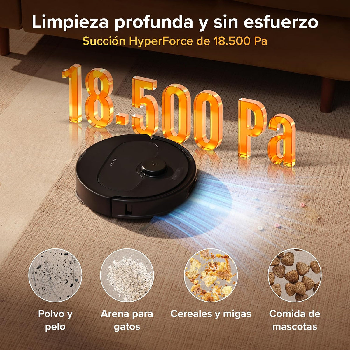 roborock Qrevo S Pro Robot Aspirador (Versión Mejorada del QV 35A) Succión de 18500 Pa, Base Todo en Uno, 2,7L Bolsa para Polvo, Sistema antienredos, Evitación de Obstáculos, Negro