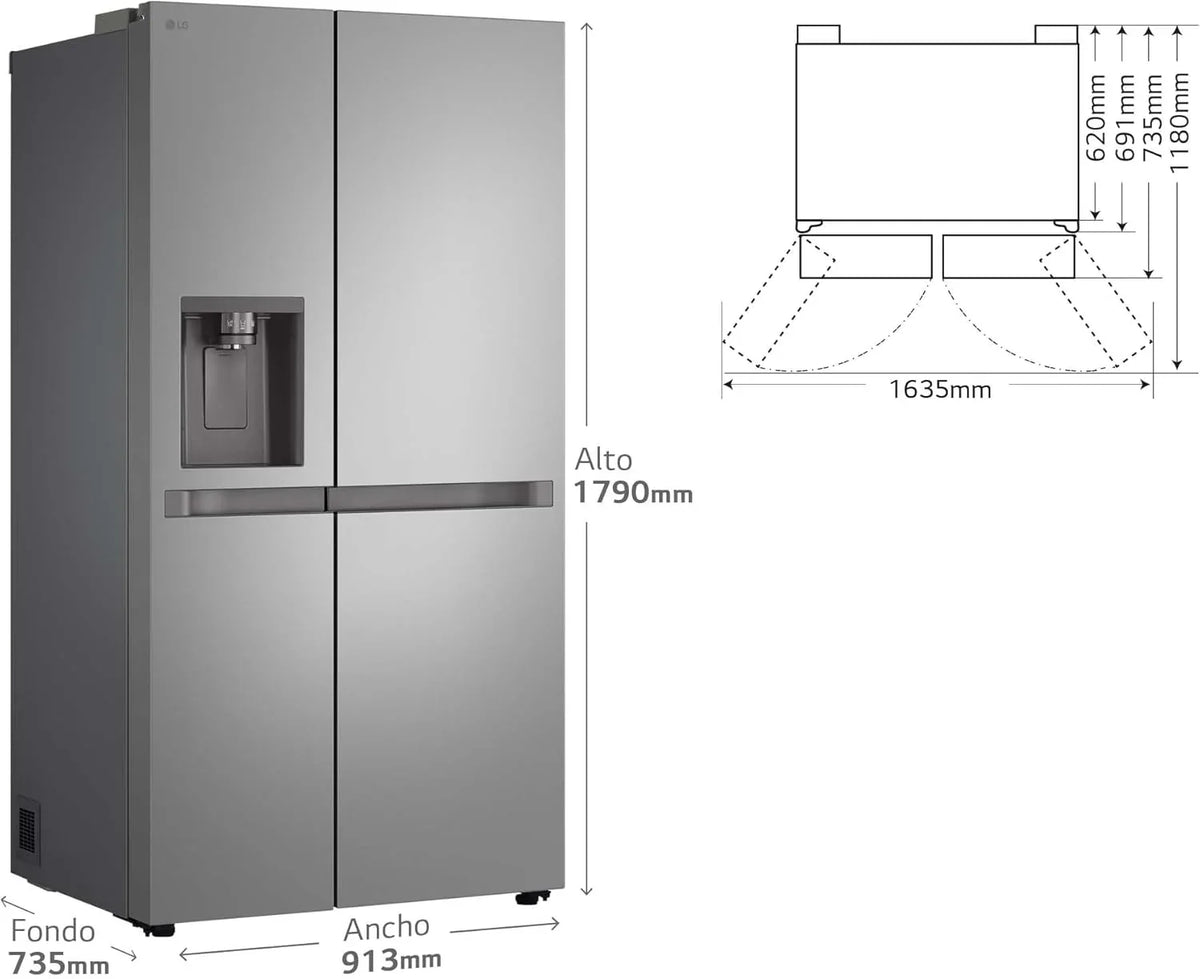GSLC40PYPE - Frigorífico Side by Side, Serie 400, Clasificación E, 641 L, Inox Anihuellas