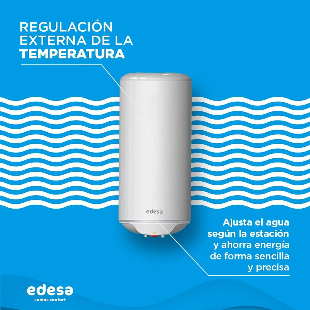 Edesa, One - Vertical Electric Water Heater, 30 Litres, External Regulation and Vitrified Cuba, 43.3 x 44.5 x 45.2 cm – Made for Installation in Spain (Energy Class C)