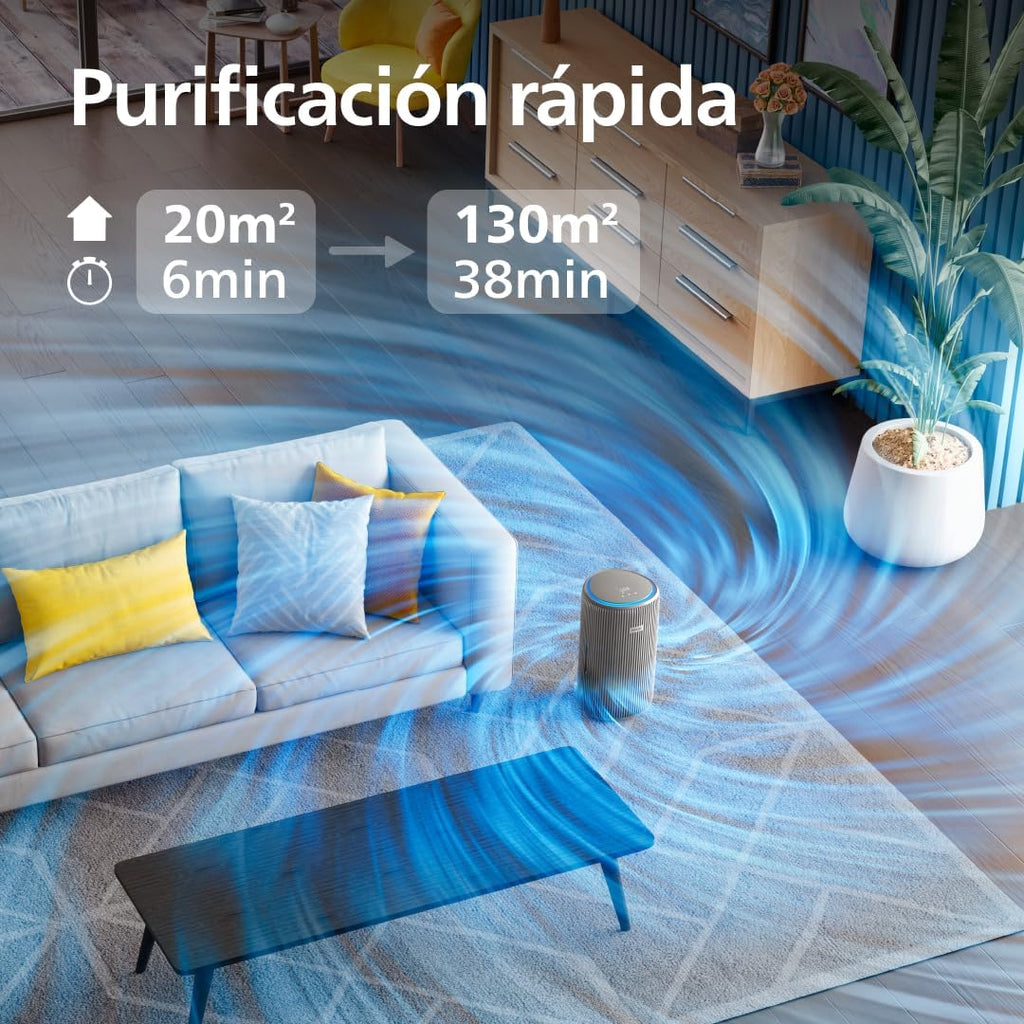 Philips 3200 Purificador de Aire HEPA, 130 m², Ultrasilencioso 15dB*, Gris
